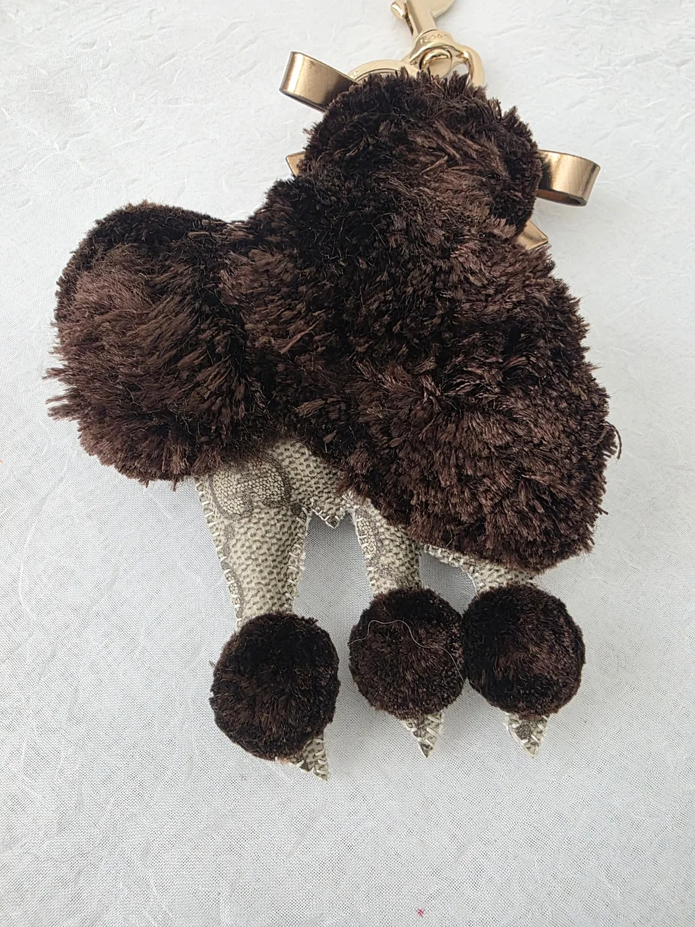 Auth Gucci GG Poodle Plush Key/Bag Charm